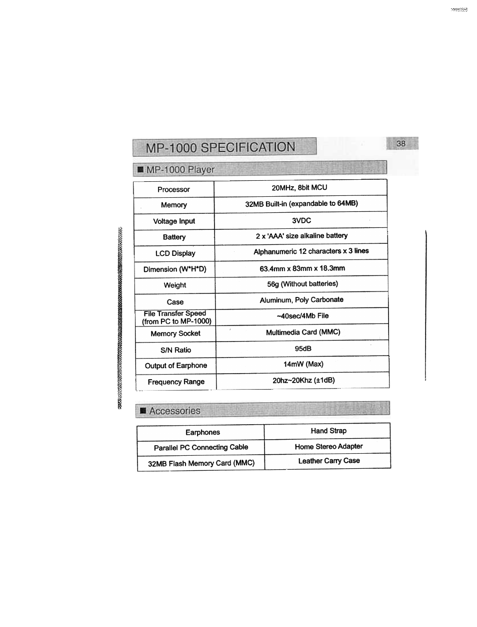 Audiovox MP-1000 User Manual | Page 40 / 42