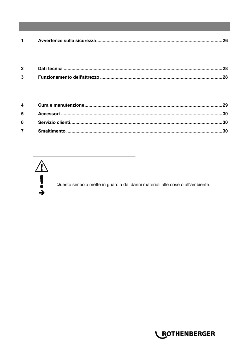 Ba_rospimatic_0514 it, Content page | ROTHENBERGER ROSPIMATIC User Manual | Page 29 / 108