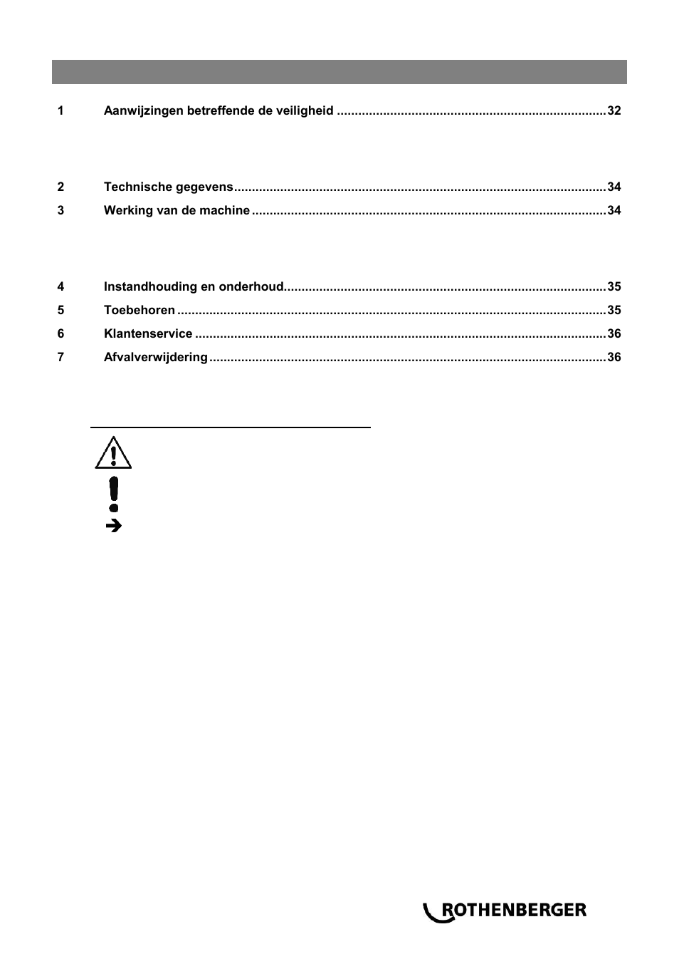 Ba_rospimatic_0514 nl, Inhoudsopgave pagina | ROTHENBERGER ROSPIMATIC User Manual | Page 35 / 108