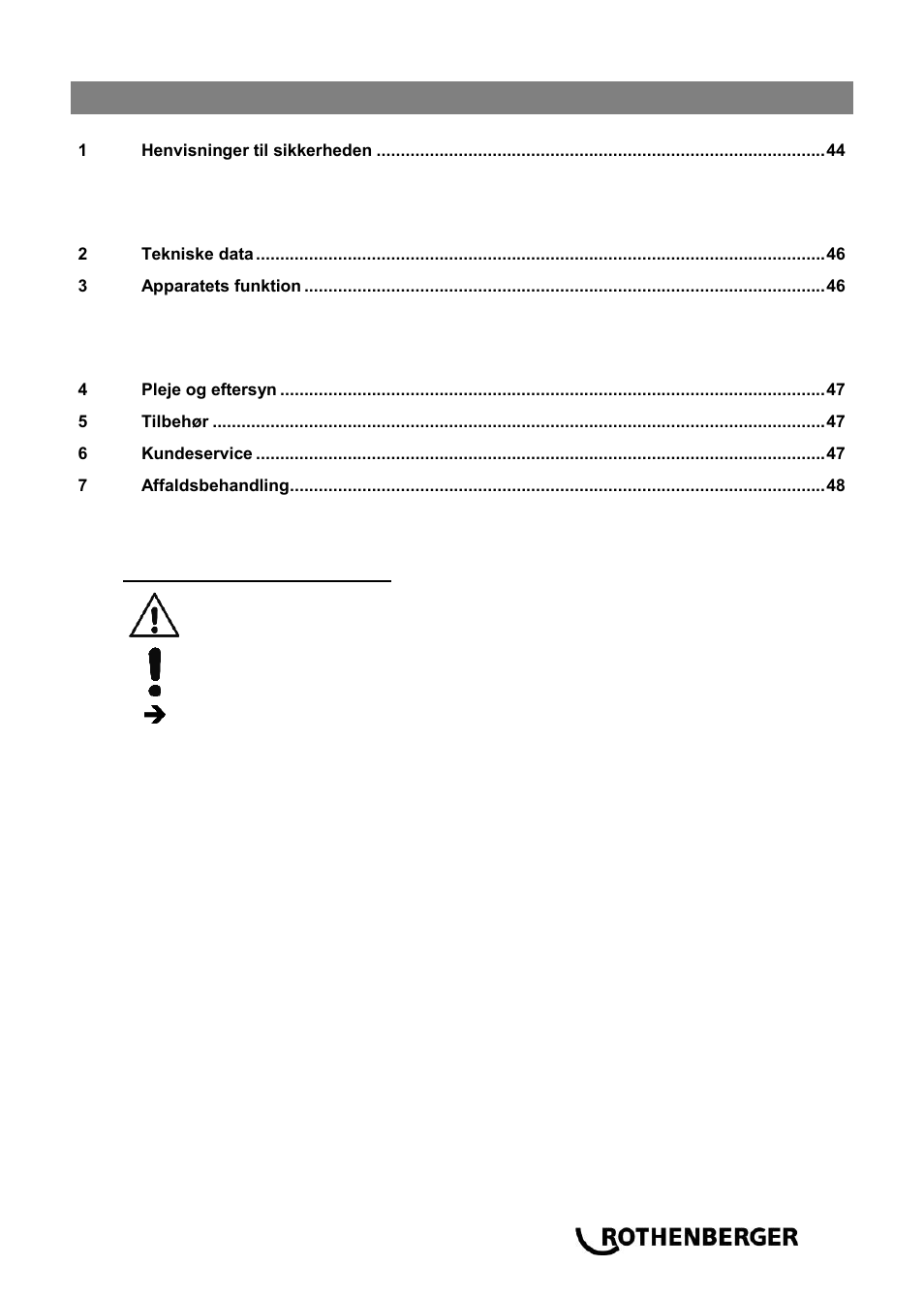Ba_rospimatic_0514 da, Indhold side | ROTHENBERGER ROSPIMATIC User Manual | Page 47 / 108