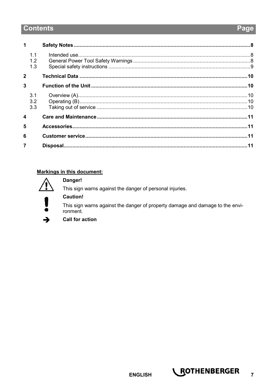 Ba_rospi r 36 plus_0714 en, Contents page | ROTHENBERGER ROSPI R 36 Plus User Manual | Page 11 / 64