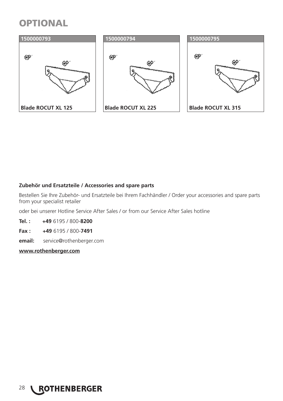 Optional | ROTHENBERGER ROCUT XL User Manual | Page 30 / 32
