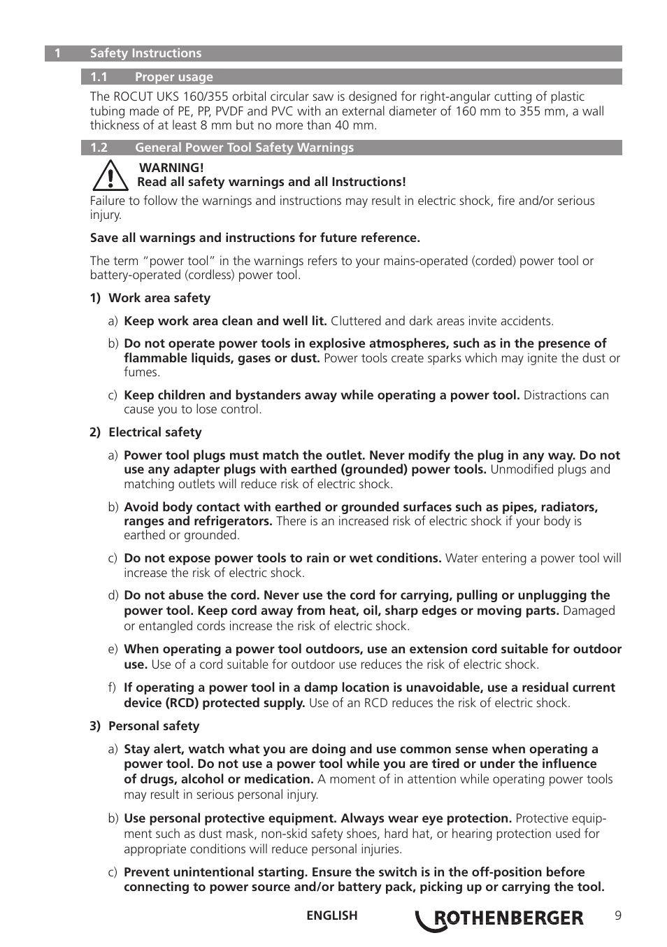 ROTHENBERGER ROCUT UKS 160/355 User Manual | Page 11 / 96