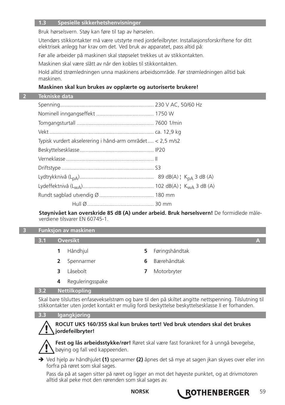 ROTHENBERGER ROCUT UKS 160/355 User Manual | Page 61 / 96