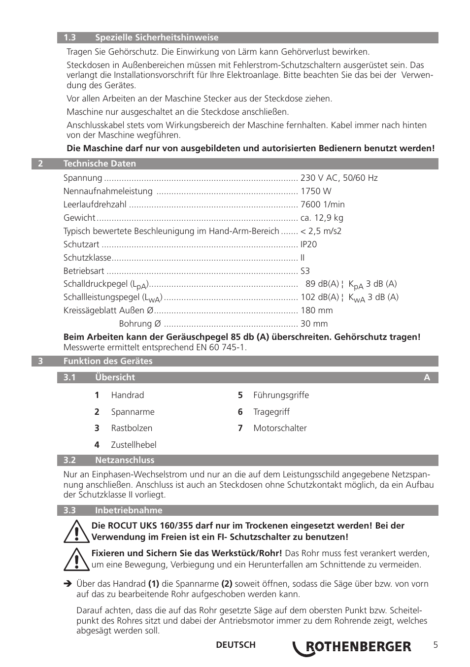 ROTHENBERGER ROCUT UKS 160/355 User Manual | Page 7 / 96