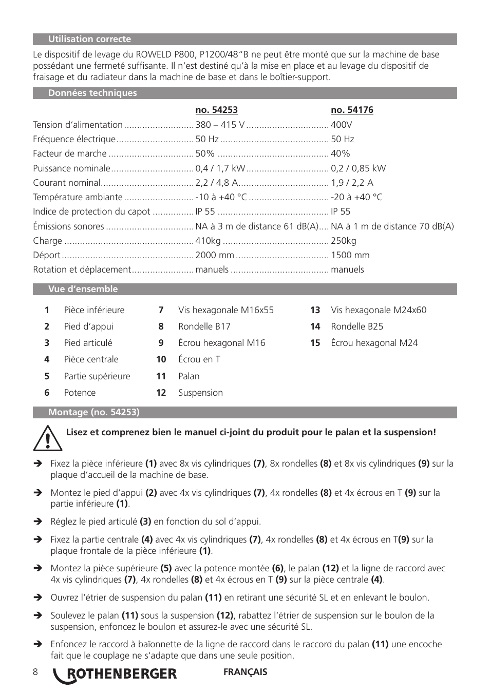 ROTHENBERGER ROWELD Aushebevorrichtungen P800B P1200/48B User Manual | Page 10 / 16