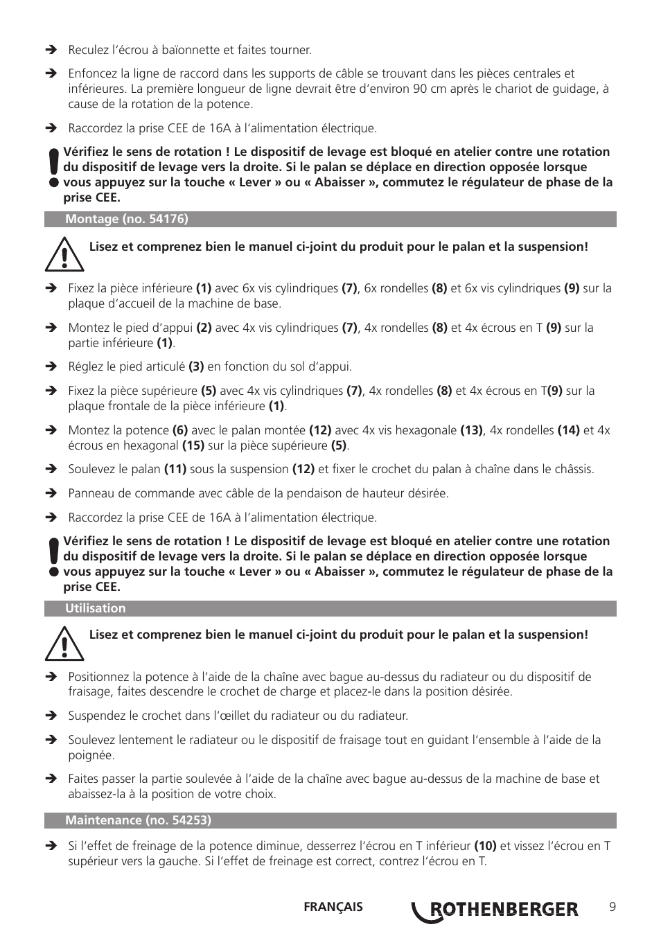 ROTHENBERGER ROWELD Aushebevorrichtungen P800B P1200/48B User Manual | Page 11 / 16