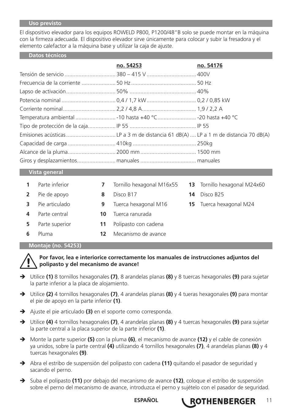 ROTHENBERGER ROWELD Aushebevorrichtungen P800B P1200/48B User Manual | Page 13 / 16