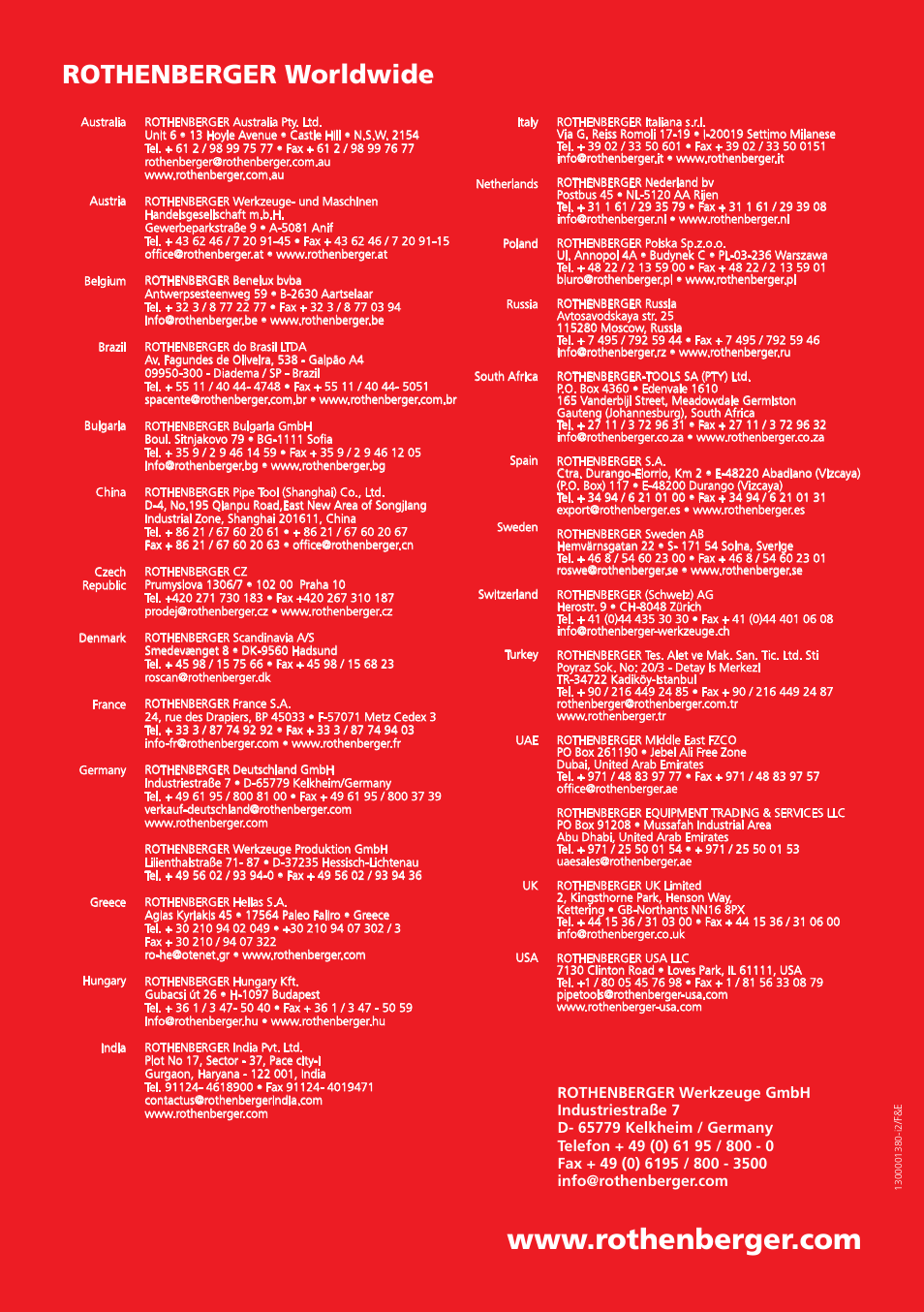 Rothenberger worldwide | ROTHENBERGER ROWELD Aushebevorrichtungen P800B P1200/48B User Manual | Page 16 / 16