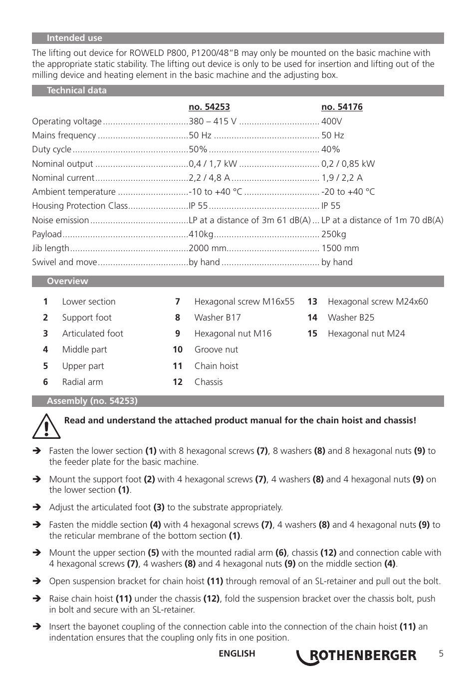 ROTHENBERGER ROWELD Aushebevorrichtungen P800B P1200/48B User Manual | Page 7 / 16