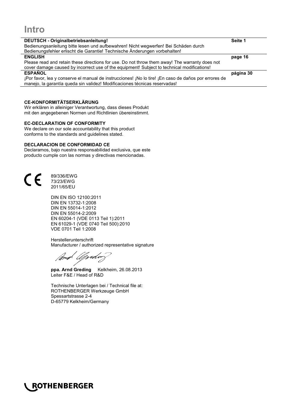 Ba_roweld d4-15 aero basic_intro 0914, Intro | ROTHENBERGER ROWELD D 4/15 Aero Basic User Manual | Page 2 / 48