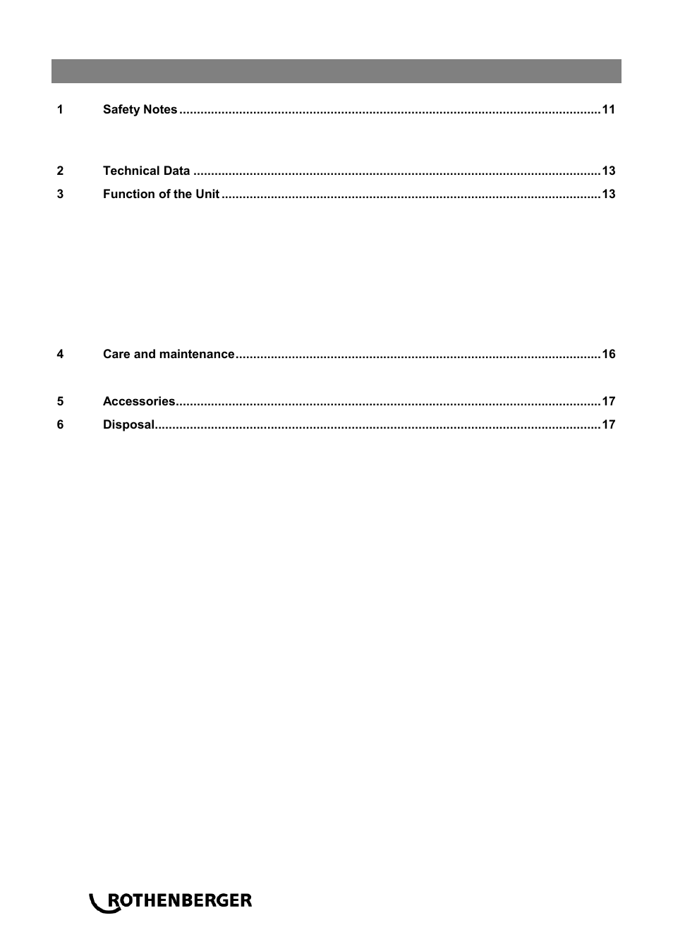 Contents page | ROTHENBERGER ROWELD P 110 User Manual | Page 12 / 100