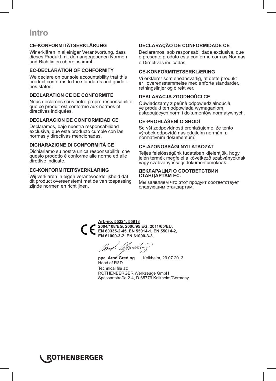 Intro | ROTHENBERGER ROWELD P 110 User Manual | Page 2 / 100