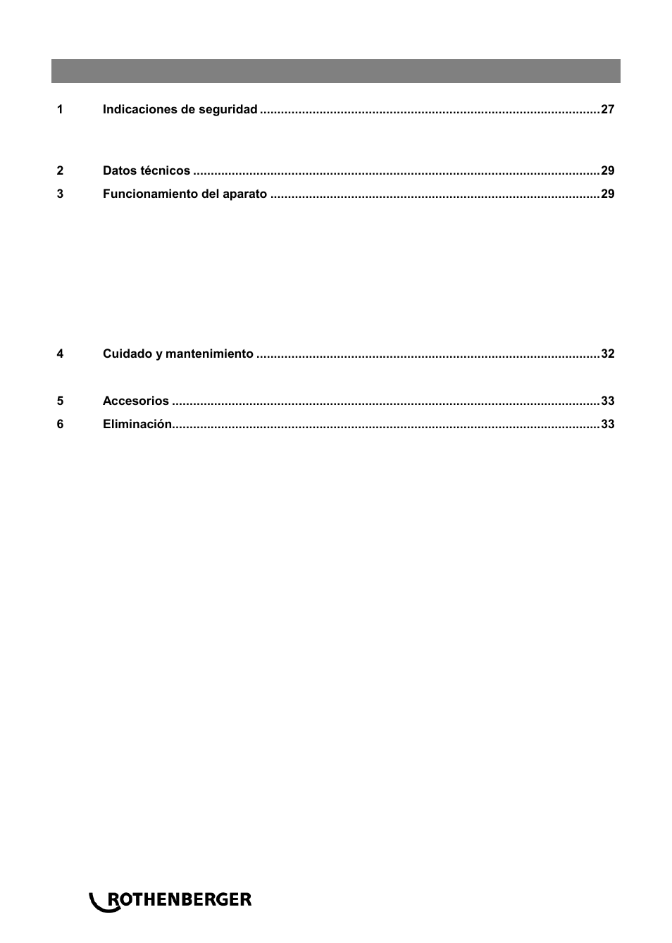 Índice página | ROTHENBERGER ROWELD P 110 User Manual | Page 28 / 100