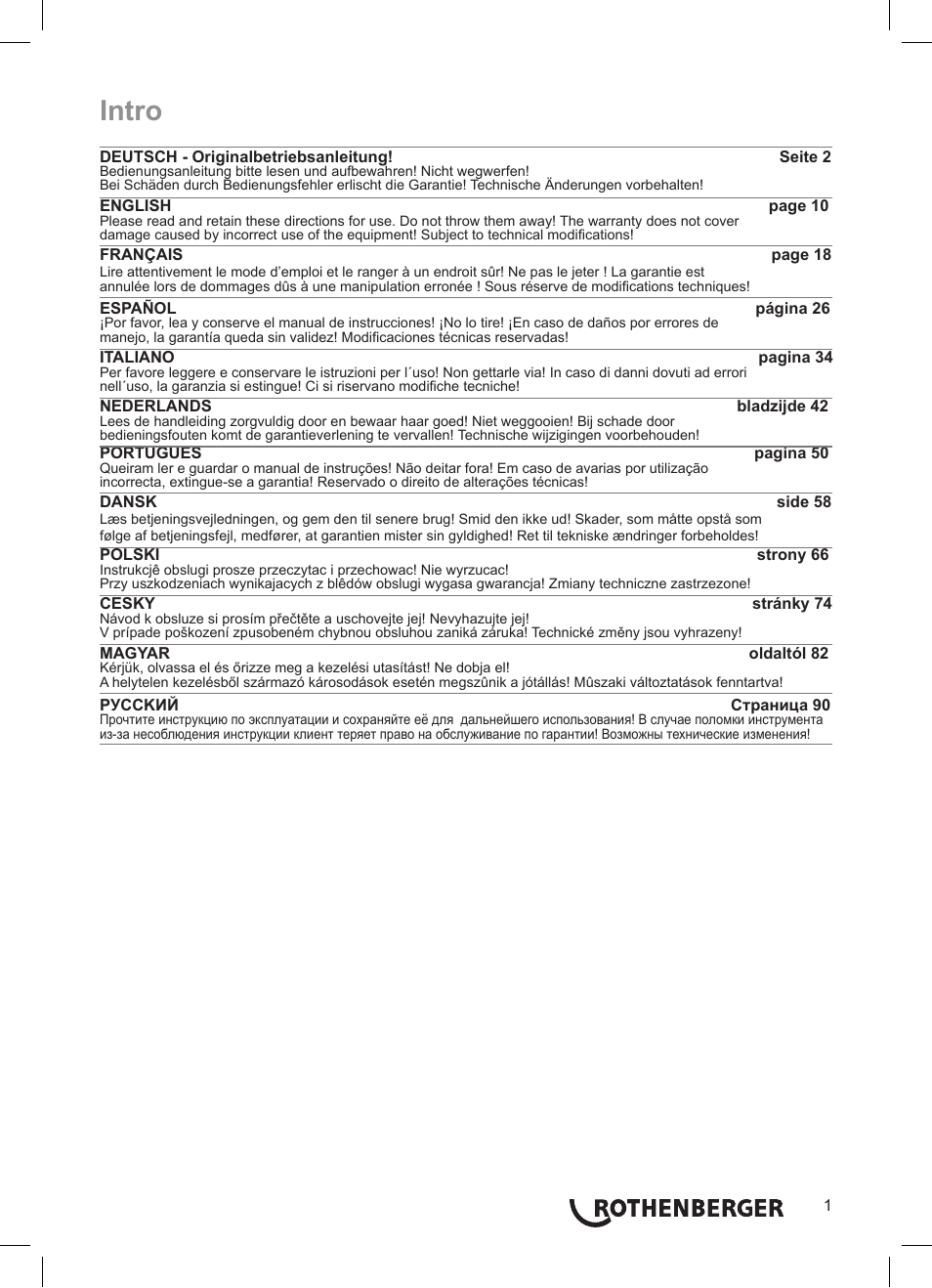 Intro | ROTHENBERGER ROWELD P 110 User Manual | Page 3 / 100