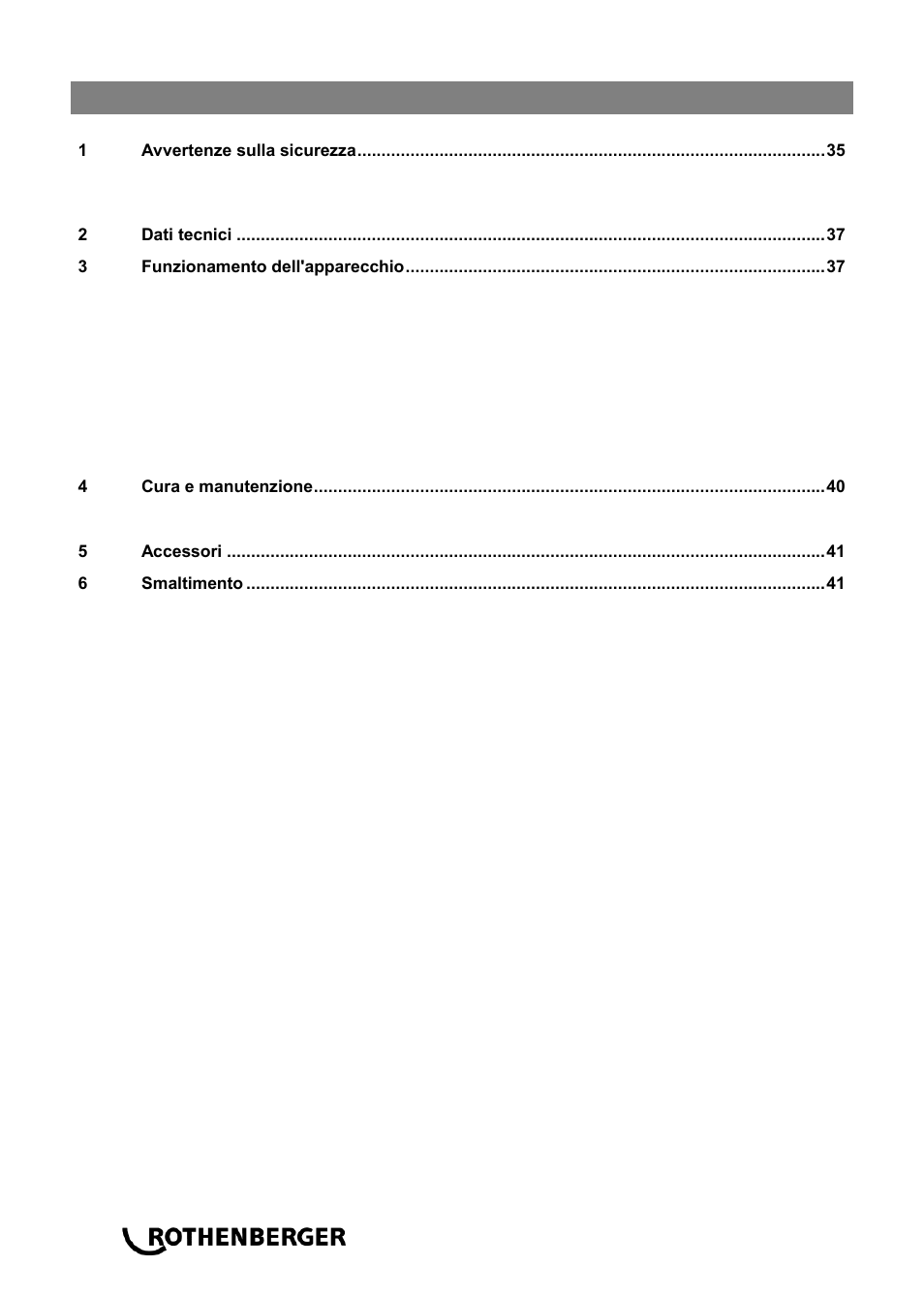 Content page | ROTHENBERGER ROWELD P 110 User Manual | Page 36 / 100