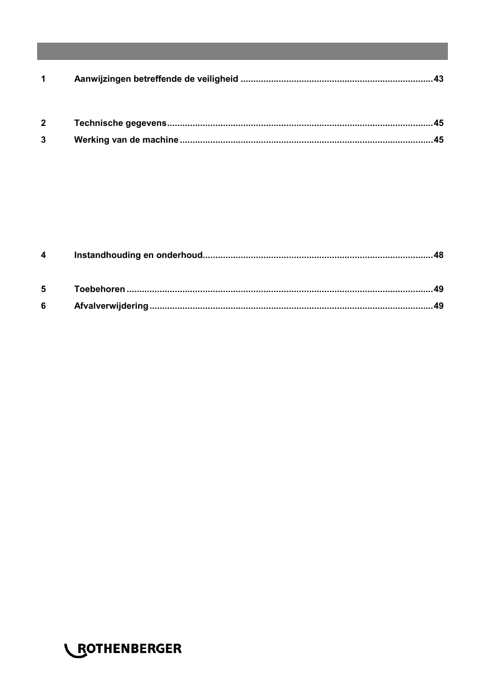 Inhoudsopgave pagina | ROTHENBERGER ROWELD P 110 User Manual | Page 44 / 100