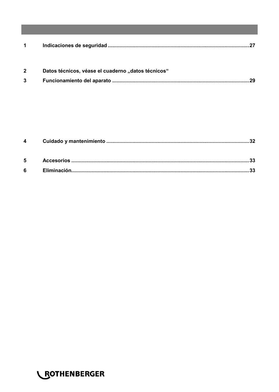 Índice página | ROTHENBERGER ROWELD P 160 SANILINE User Manual | Page 28 / 128