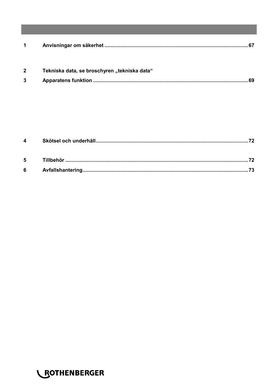 Innehåll sida | ROTHENBERGER ROWELD P 160 SANILINE User Manual | Page 68 / 128