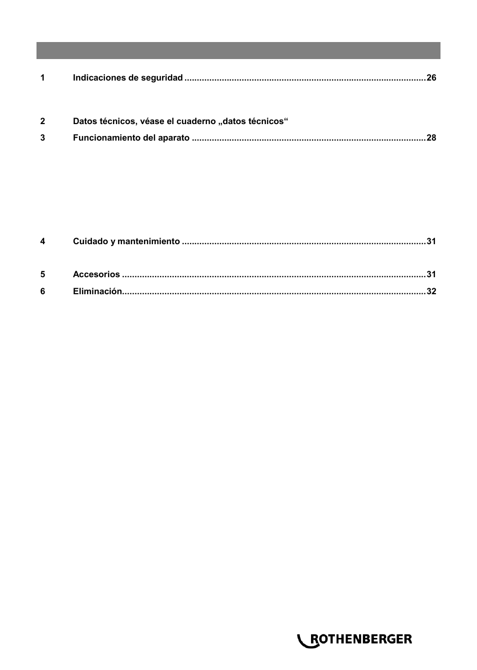 Índice página | ROTHENBERGER ROWELD P 250 A User Manual | Page 27 / 100