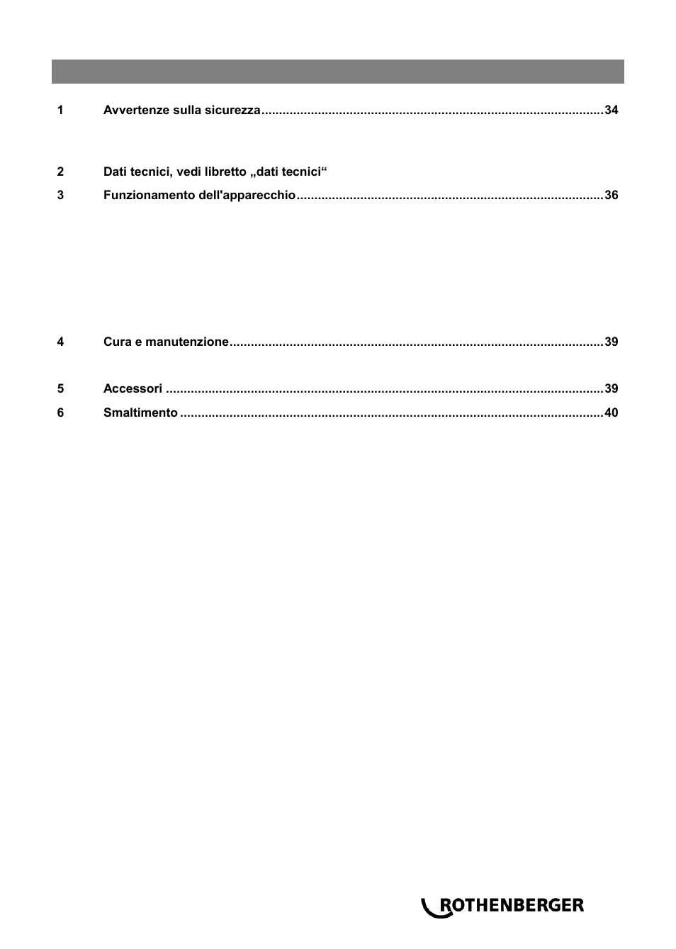 Content page | ROTHENBERGER ROWELD P 250 A User Manual | Page 35 / 100