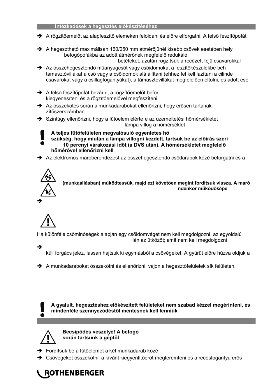 ROTHENBERGER ROWELD P 250 A User Manual | Page 84 / 100