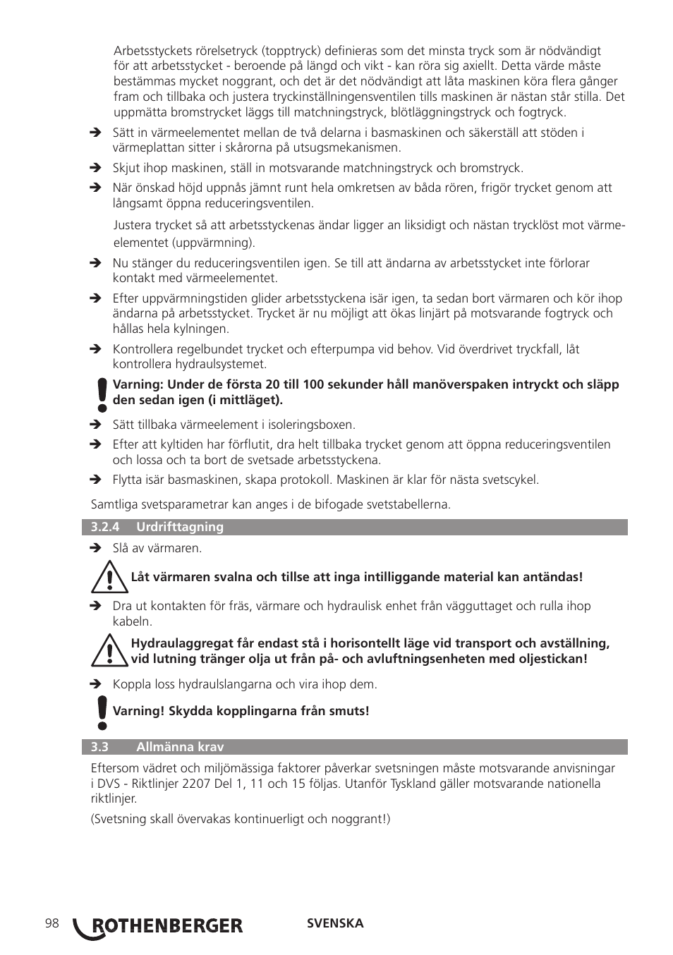 ROTHENBERGER ROWELD P160-630B Plus Professional User Manual | Page 100 / 152