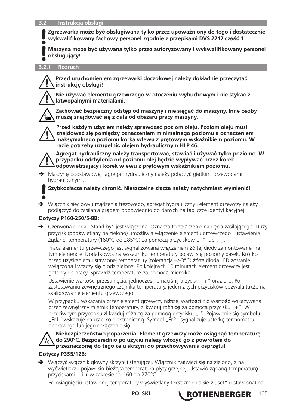 ROTHENBERGER ROWELD P160-630B Plus Professional User Manual | Page 107 / 152