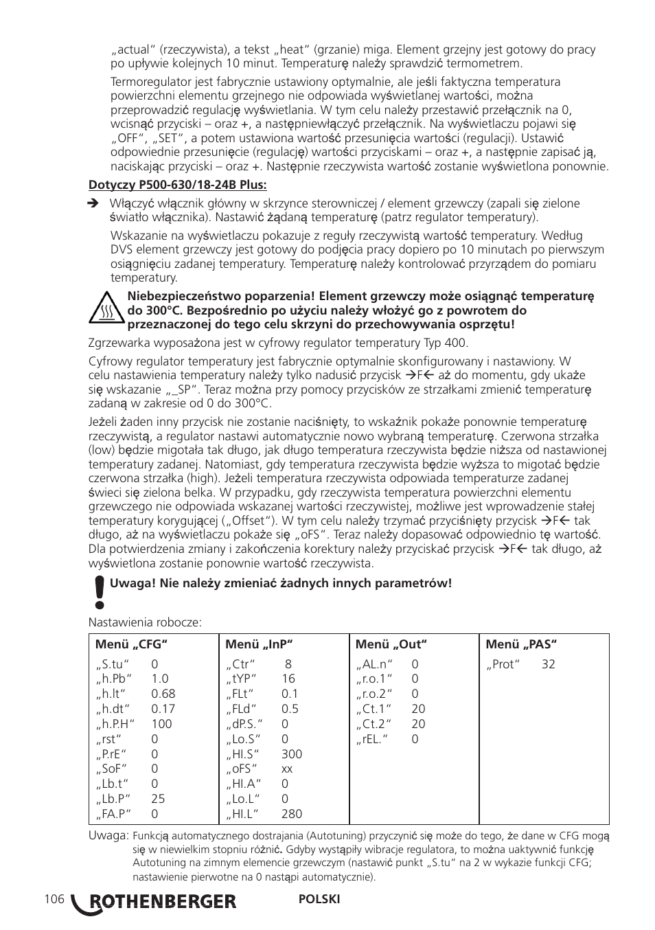 ROTHENBERGER ROWELD P160-630B Plus Professional User Manual | Page 108 / 152