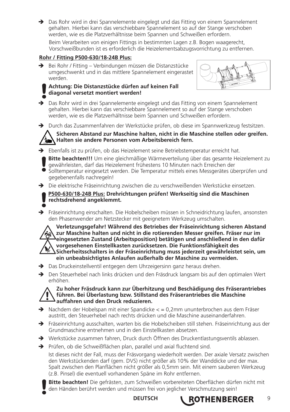 ROTHENBERGER ROWELD P160-630B Plus Professional User Manual | Page 11 / 152