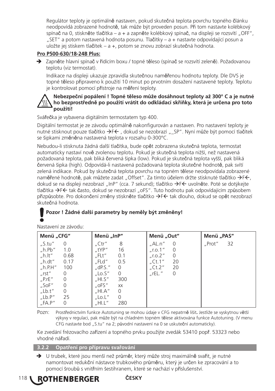 ROTHENBERGER ROWELD P160-630B Plus Professional User Manual | Page 120 / 152