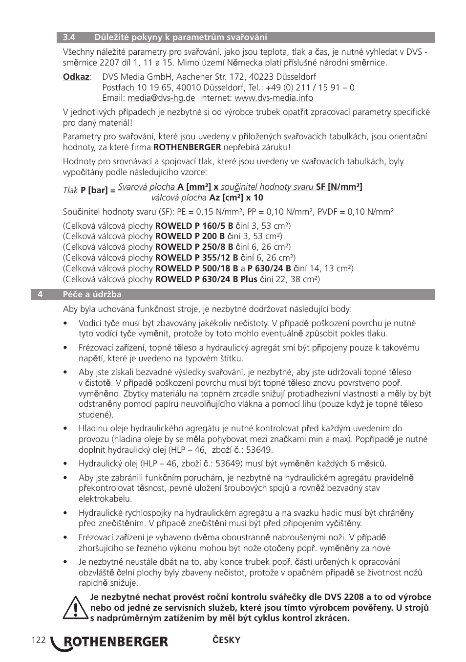 ROTHENBERGER ROWELD P160-630B Plus Professional User Manual | Page 124 / 152