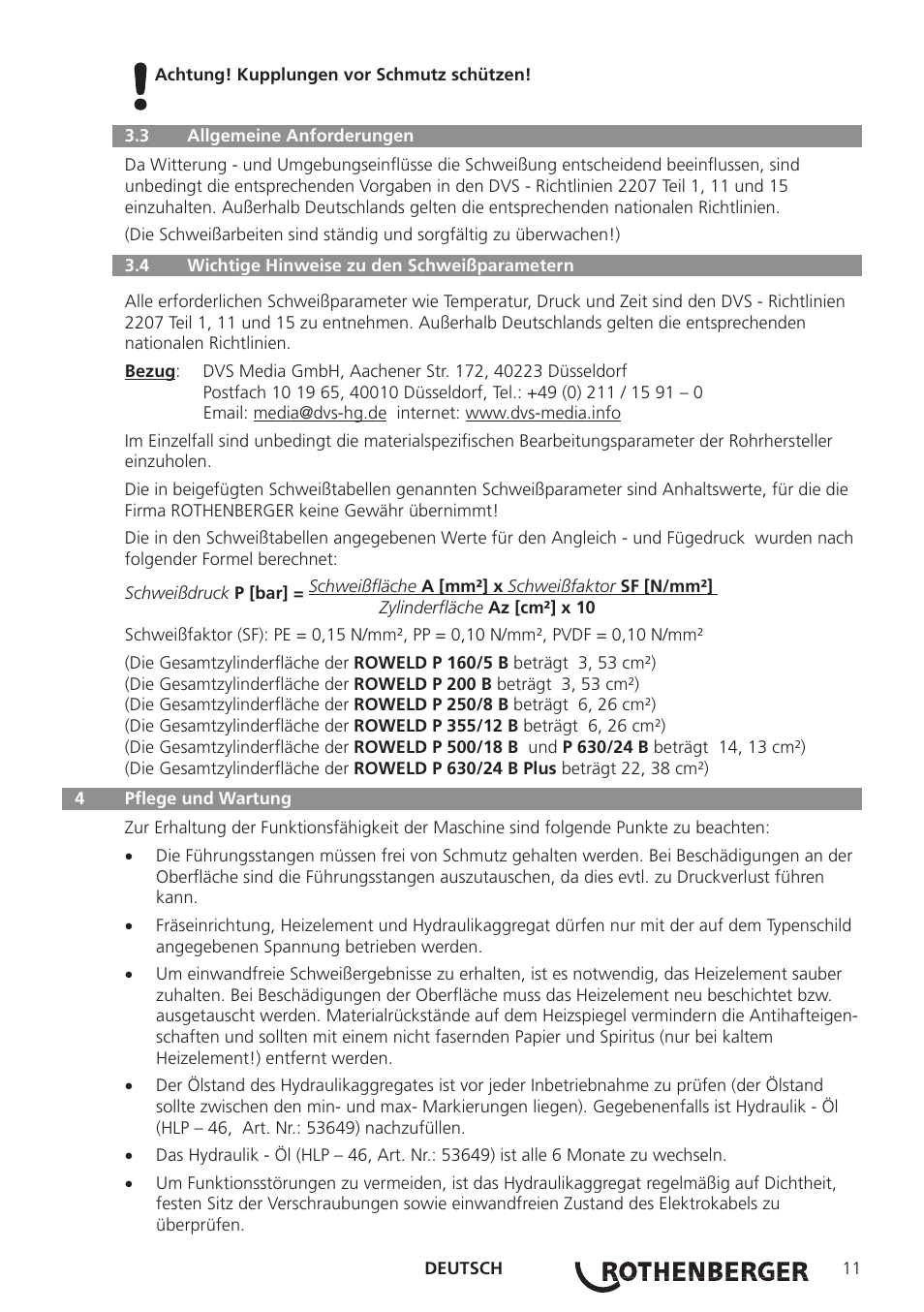 ROTHENBERGER ROWELD P160-630B Plus Professional User Manual | Page 13 / 152