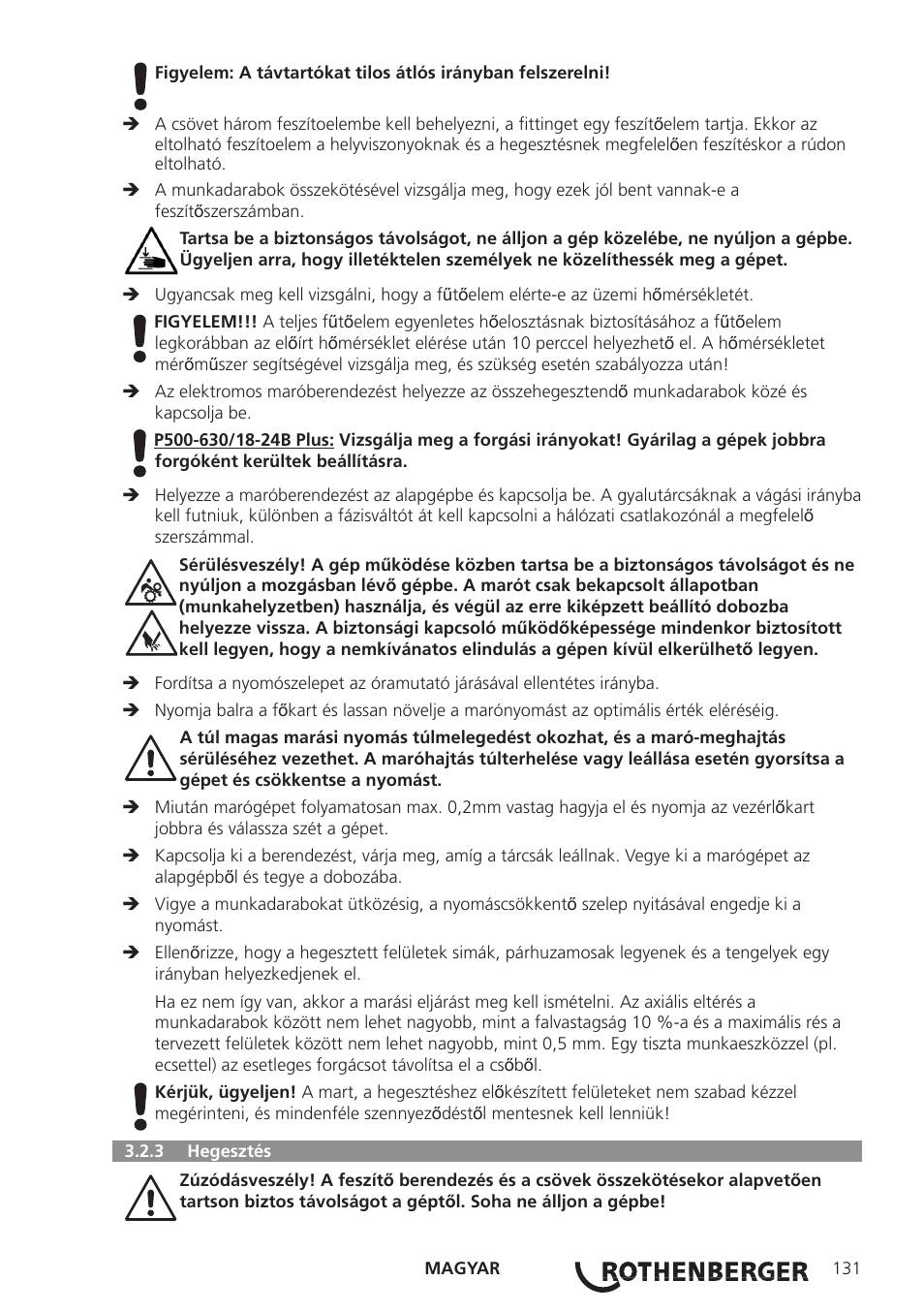 ROTHENBERGER ROWELD P160-630B Plus Professional User Manual | Page 133 / 152