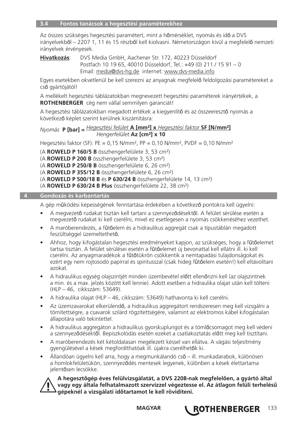 ROTHENBERGER ROWELD P160-630B Plus Professional User Manual | Page 135 / 152