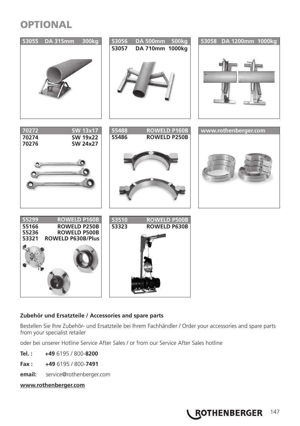 Optional | ROTHENBERGER ROWELD P160-630B Plus Professional User Manual | Page 149 / 152