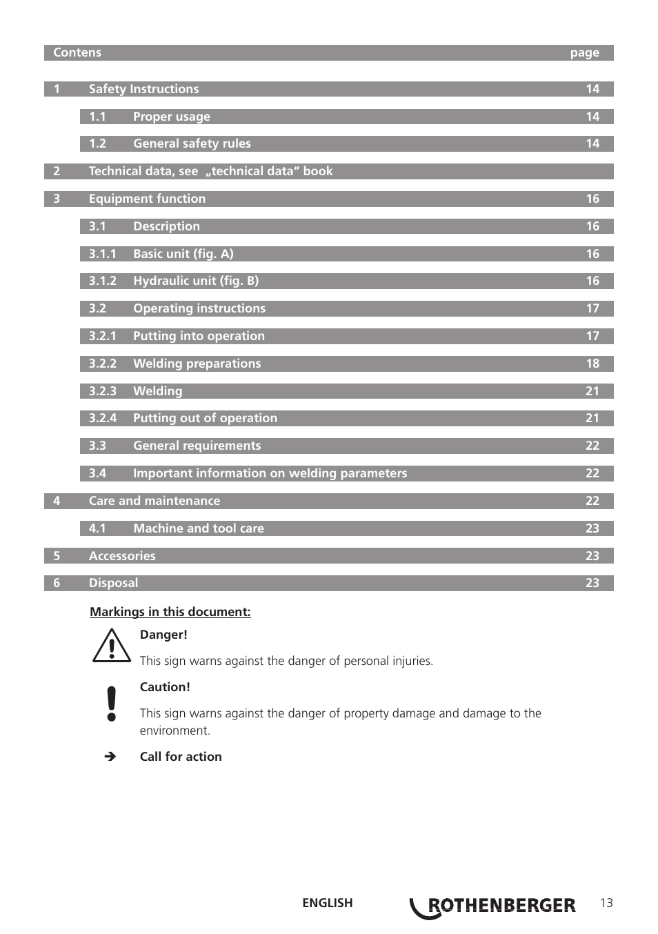 ROTHENBERGER ROWELD P160-630B Plus Professional User Manual | Page 15 / 152