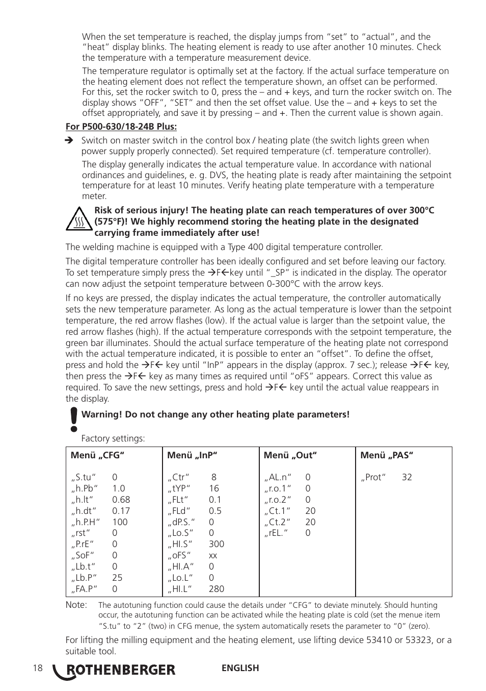 ROTHENBERGER ROWELD P160-630B Plus Professional User Manual | Page 20 / 152