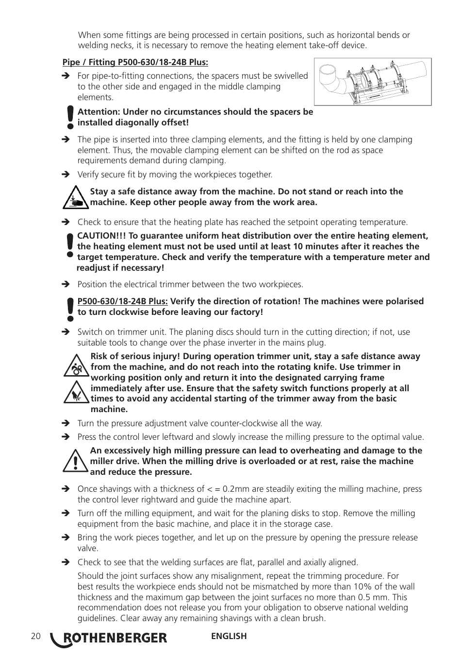 ROTHENBERGER ROWELD P160-630B Plus Professional User Manual | Page 22 / 152