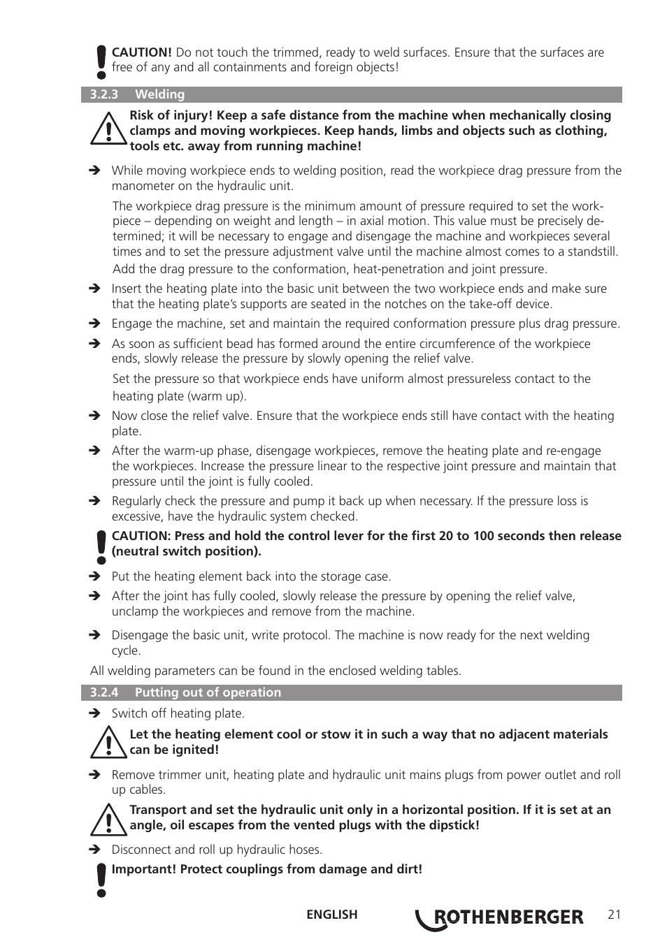 ROTHENBERGER ROWELD P160-630B Plus Professional User Manual | Page 23 / 152