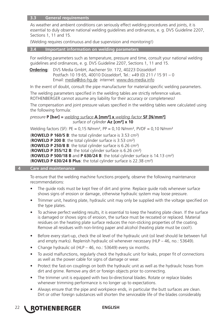 ROTHENBERGER ROWELD P160-630B Plus Professional User Manual | Page 24 / 152