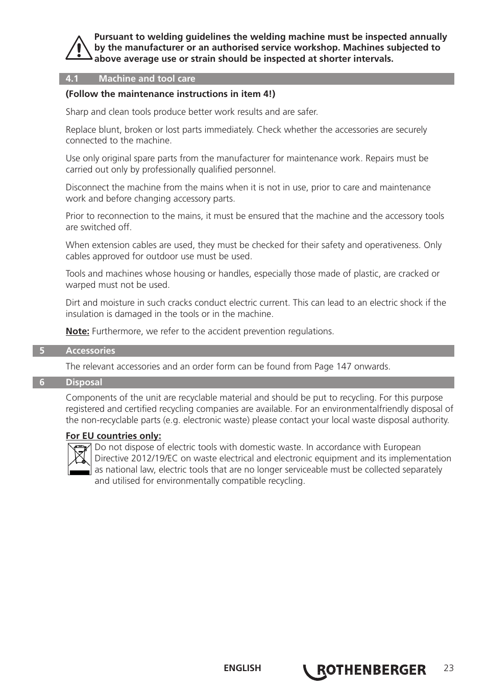 ROTHENBERGER ROWELD P160-630B Plus Professional User Manual | Page 25 / 152