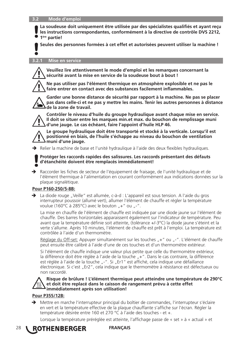 ROTHENBERGER ROWELD P160-630B Plus Professional User Manual | Page 30 / 152