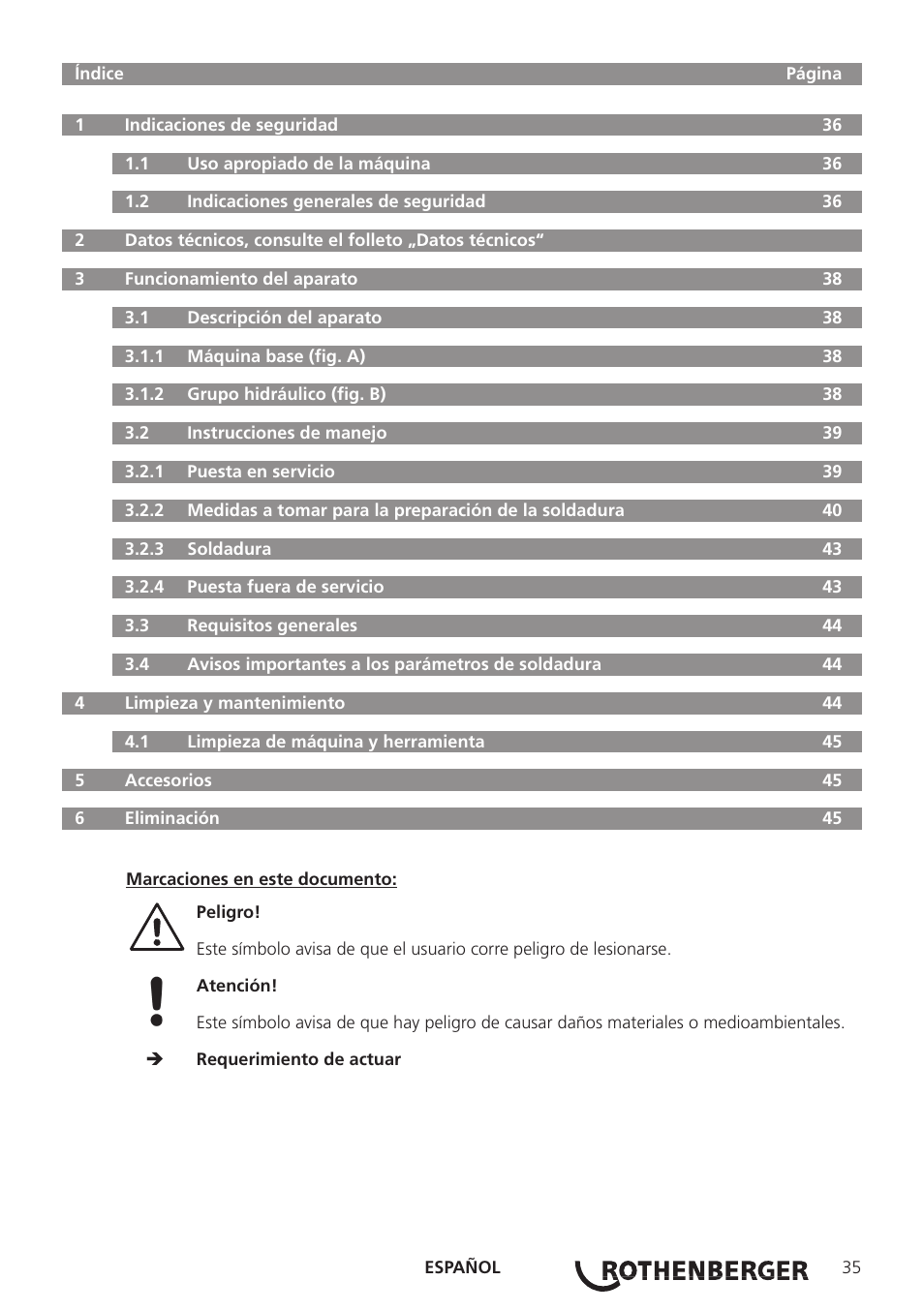 ROTHENBERGER ROWELD P160-630B Plus Professional User Manual | Page 37 / 152