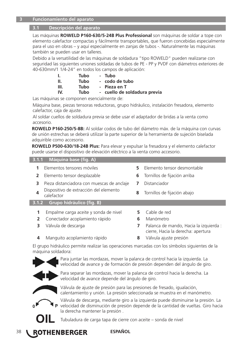 ROTHENBERGER ROWELD P160-630B Plus Professional User Manual | Page 40 / 152