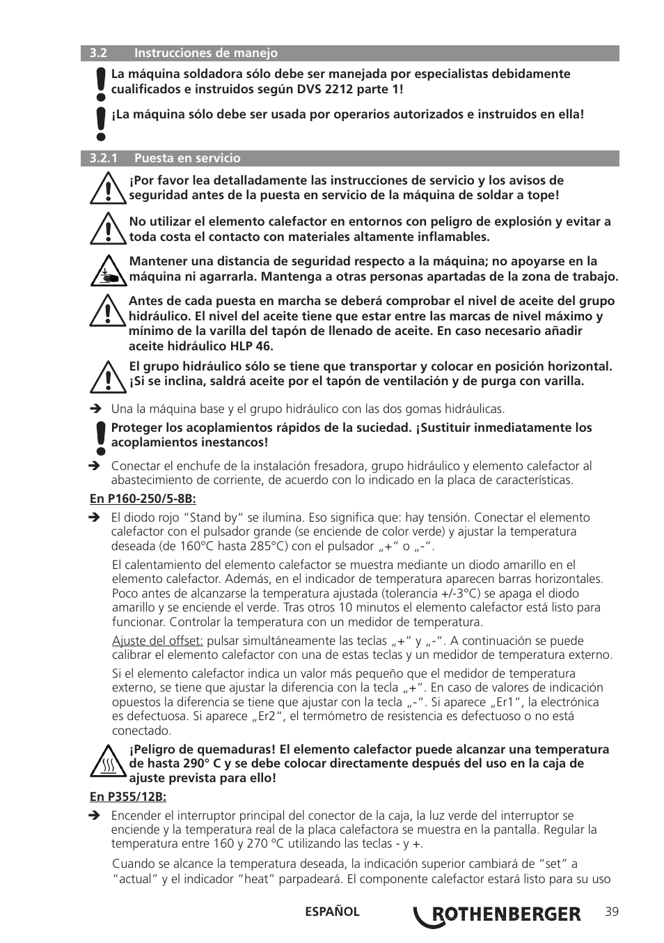 ROTHENBERGER ROWELD P160-630B Plus Professional User Manual | Page 41 / 152