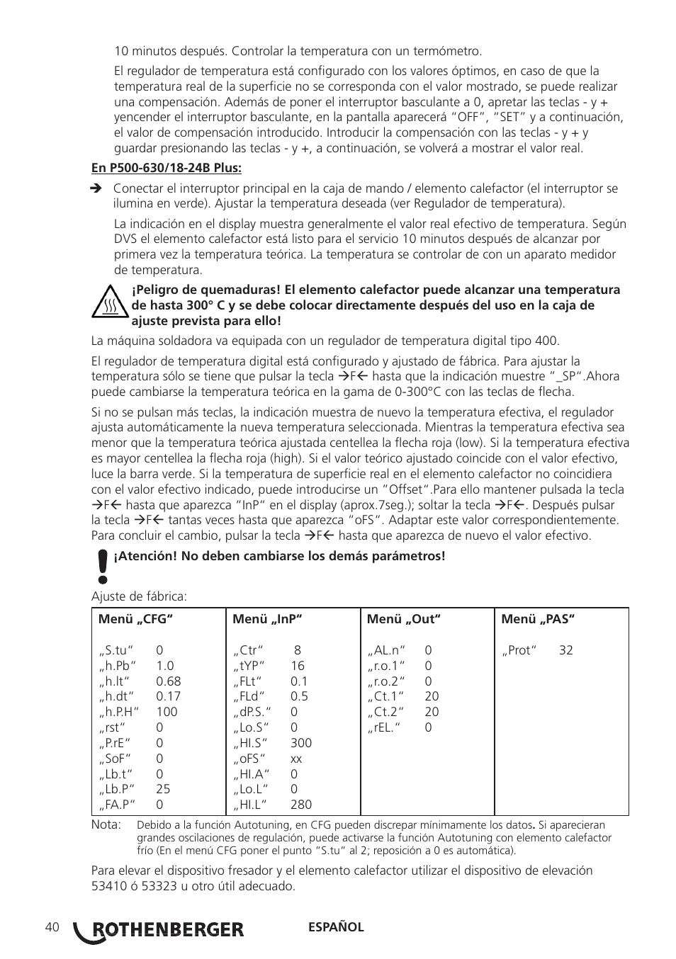 ROTHENBERGER ROWELD P160-630B Plus Professional User Manual | Page 42 / 152