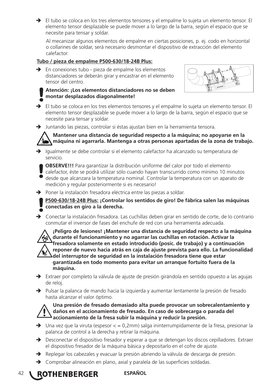 ROTHENBERGER ROWELD P160-630B Plus Professional User Manual | Page 44 / 152