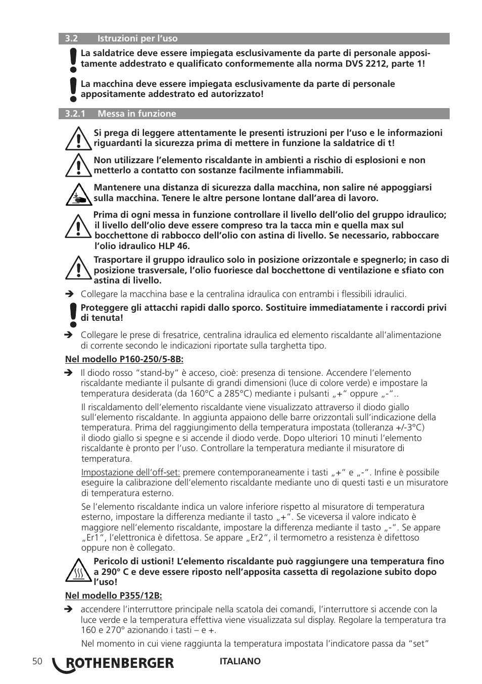 ROTHENBERGER ROWELD P160-630B Plus Professional User Manual | Page 52 / 152