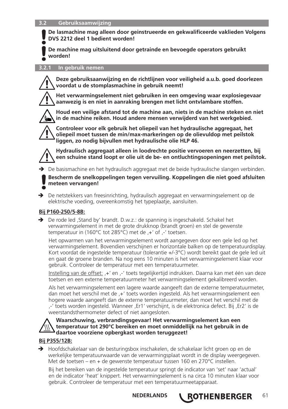 ROTHENBERGER ROWELD P160-630B Plus Professional User Manual | Page 63 / 152